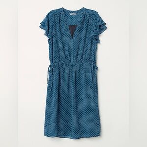 H&M Teal Patterned Knee-Length Dress
